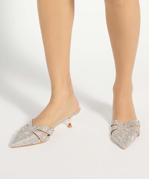 Dune London Calla mules in gold, 3 of 4