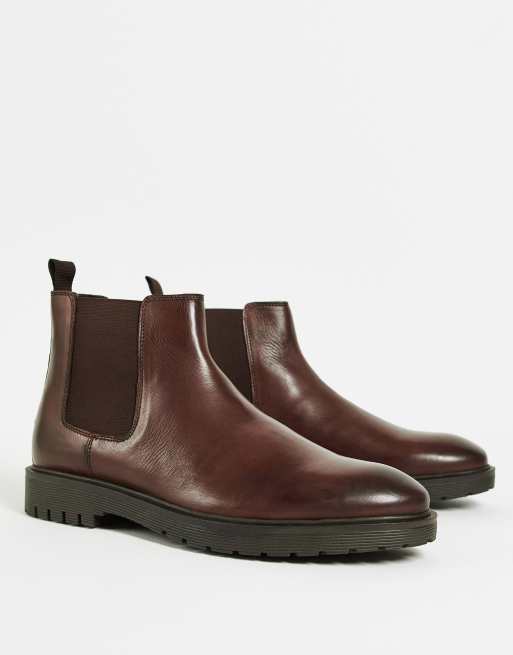 Dune – London Capton – Bruna chelseaboots i läder 