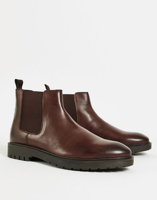 Dune London Capton chelsea boots in brown leather | ASOS