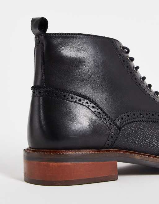 Dune London Carnaby brogue boots in black leather | ASOS display picture 3
