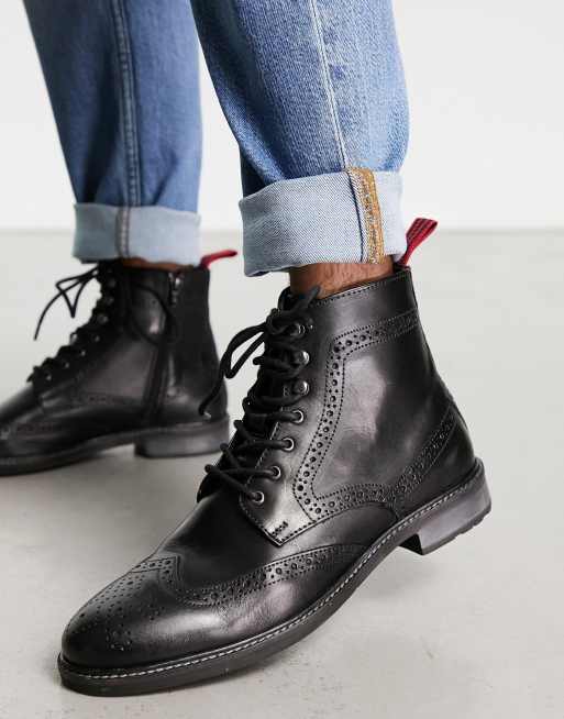 Dune London casual brogue boot in black