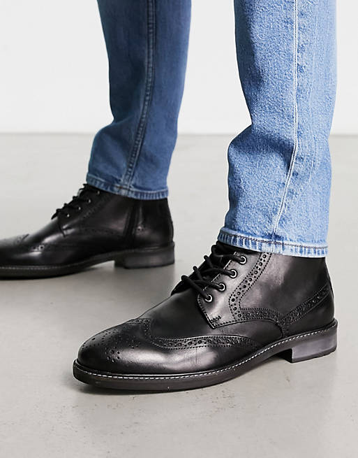 Dune London casual brogue boots in black