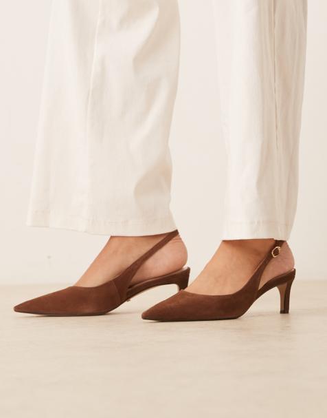 Dune London Celinna slingback heels in chestnut - view 1