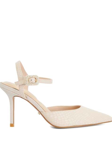 Dune London Channel court shoes in blush - view 1