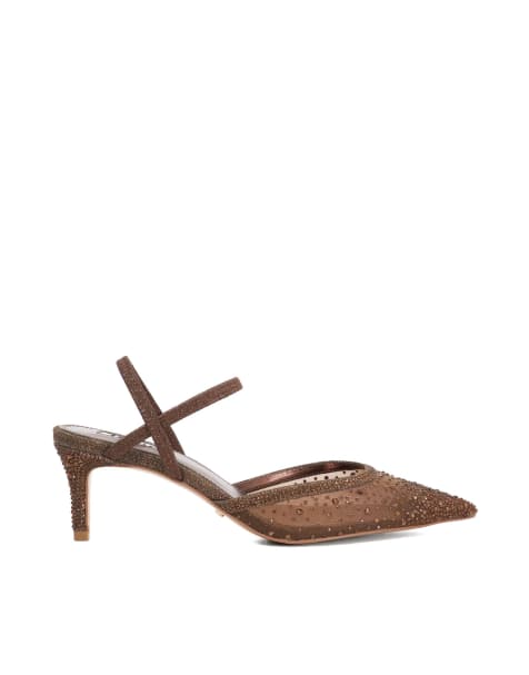 Dune London Charismatic slingbacks in brown - view 1
