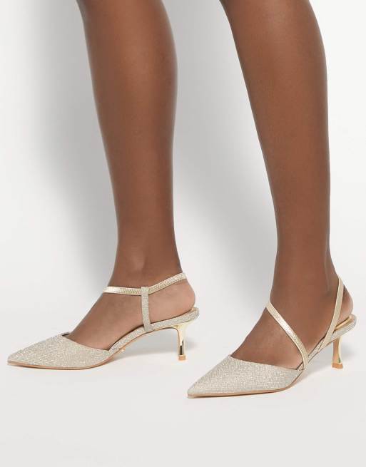 Dune London Charming court shoes in gold, 3 of 4
