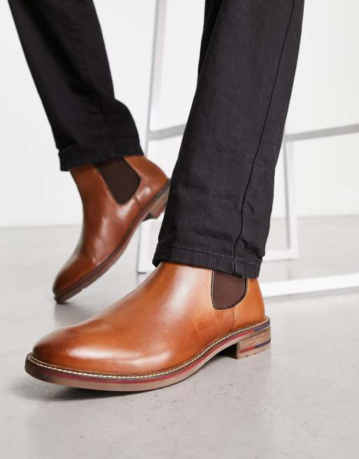 Dune chelsea boots sale in tan leather