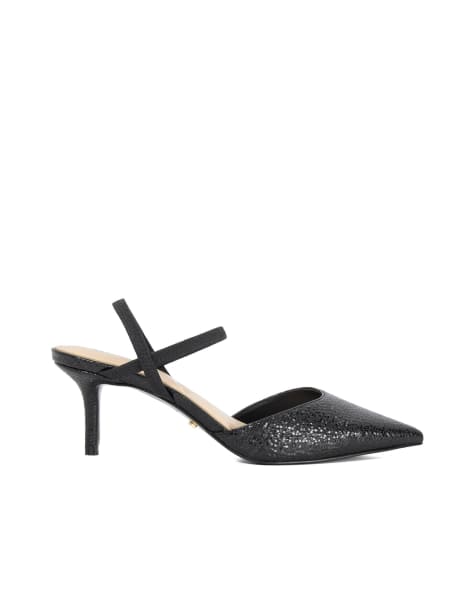 Dune London Classical slingbacks in black - view 1