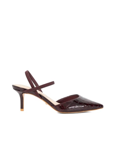 Dune London Classical slingbacks in burgundy - view 1