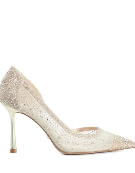 Dune London Cristelle court shoes in gold - view 1