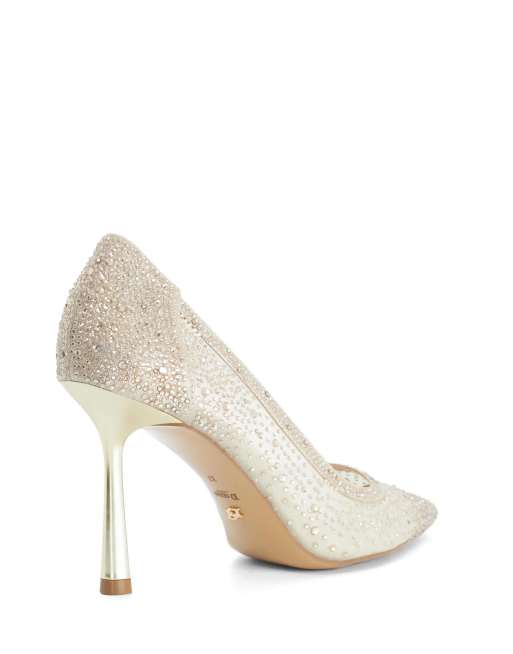 Dune London Cristelle court shoes in gold, 2 of 3