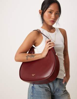 Nobody's Child Petite Lucinda satin button front midi dress in burgundy |  ASOS