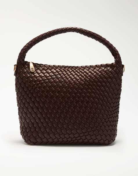 Dune London Deliberate m tote bag in burgundy - view 1
