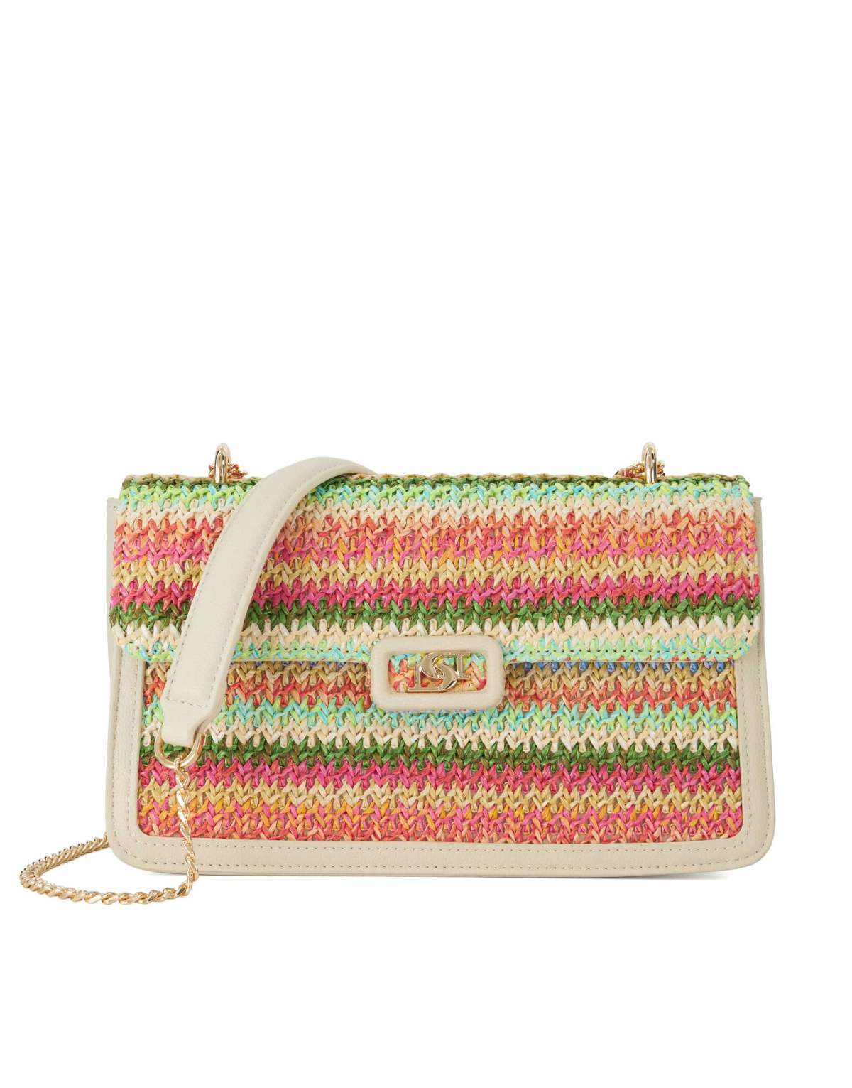 Dune London Dellsia in raffia bag in multi
