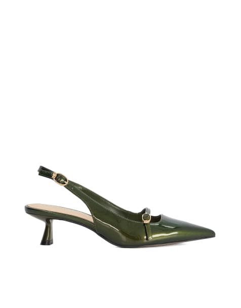 Dune London Deserved court shoes in green - view 1