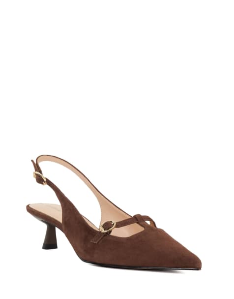 Dune London Deserving slingback heels in brown - view 1