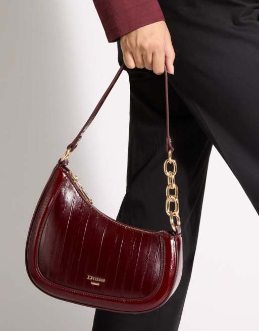 Dune London Direction shoulder bag in burgundy, 4 of 4