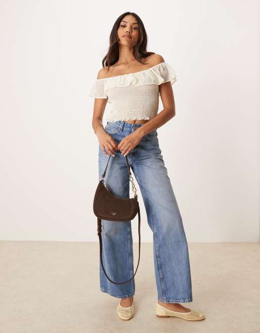 Dune London Direction suede bag in dark brown, 2 of 4