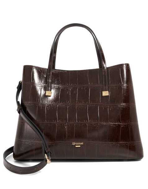 Dune London Dominant tote bag in chocolate - view 1