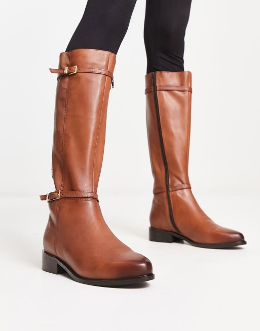 Dune leather clearance knee high boots