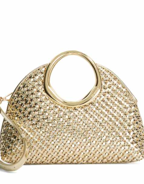 Dune London Earning clutch bag in gold - view 1