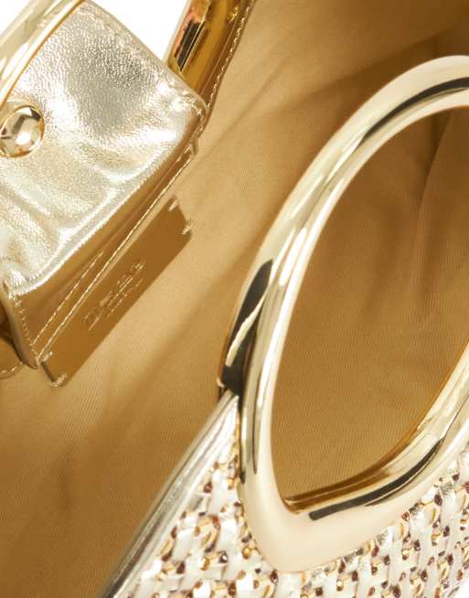 Dune London Earning clutch bag in gold, 3 of 3