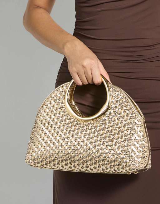 Dune London Earning clutch bag in gold, 4 of 4