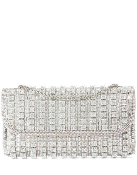 Dune London Elabourate clutch bag in silver - view 1