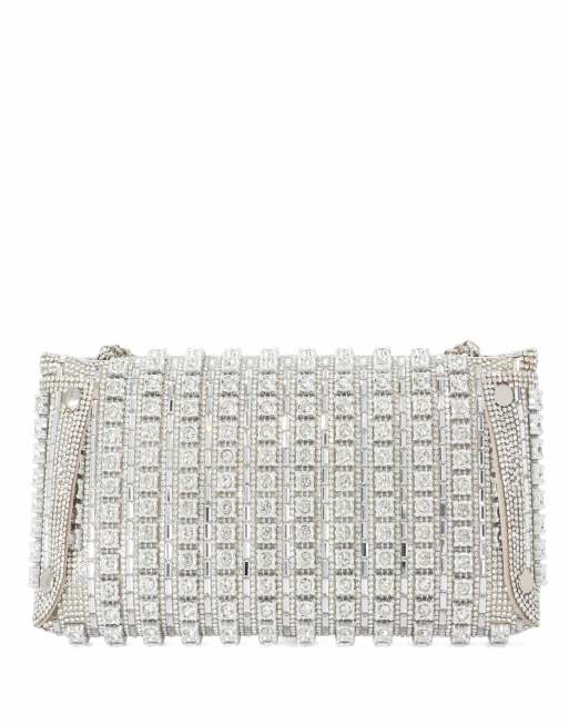 Dune London Elabourate clutch bag in silver, 3 of 4