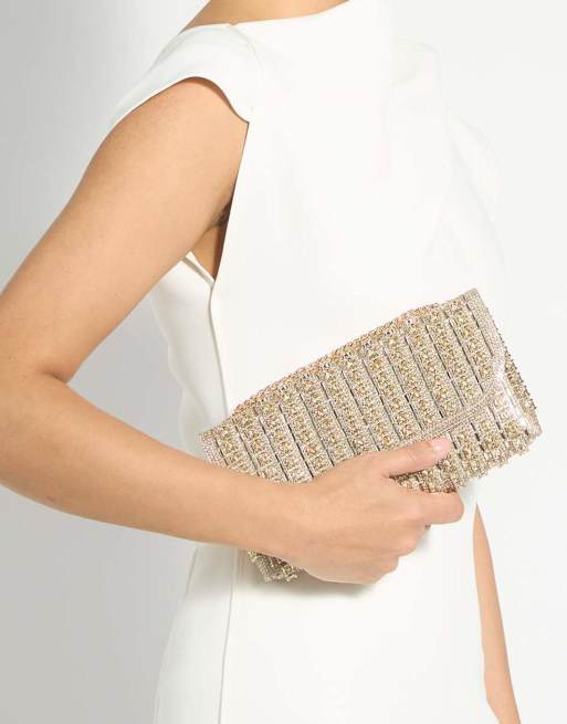 Dune London Elabourate clutch bag in silver, 4 of 4