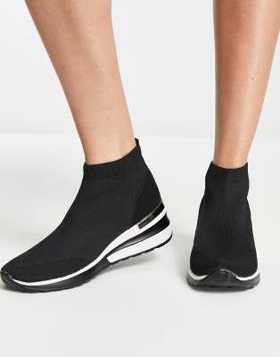 dune black wedge trainers