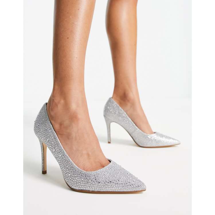 Silver heeled court on sale shoes