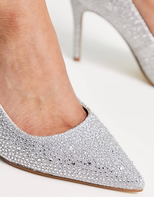 enhed utilsigtet Trafik Dune London embellished heeled court shoe in silver | ASOS