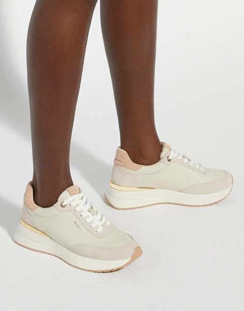 Dune London Emotion trainers in cream - view 1