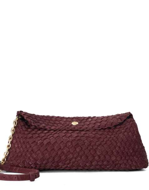 Dune London Encourage clutch bag in burgundy - view 1