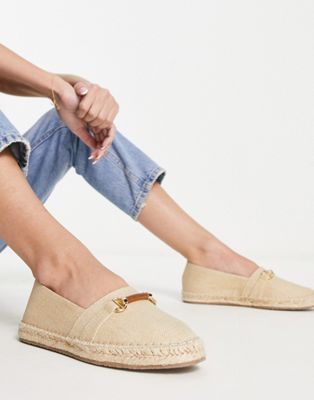 Dune London espadrilles with trim detail in camel canvas