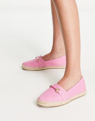 Dune London Espadrilles With Trim Detail In Pink Canvas