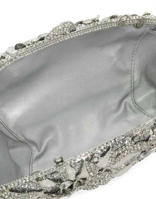 Dune London Extravagant clutch bag in silver, 2 of 4