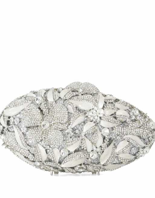 Dune London Extravagant clutch bag in silver, 3 of 4