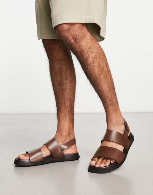 Dune London - Fali - Sandales en deux parties en cuir - Marron