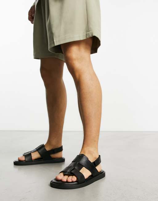 Sandalen discount zwart leer