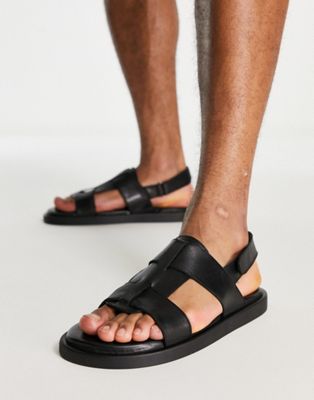 Dune London Flow sandals in black leather
