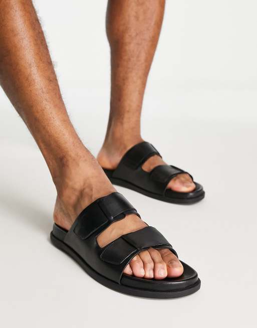 Dune London - Folly - Sliders in pelle nera a pianta larga , 4 di 4
