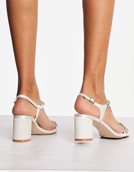 Dune London – För bruden – Benvita utsmyckade sandaler med T-formad rem, 3 av 4