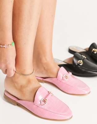 Dune London Genuine mule snaffle trim loafers in pink - ASOS Price Checker