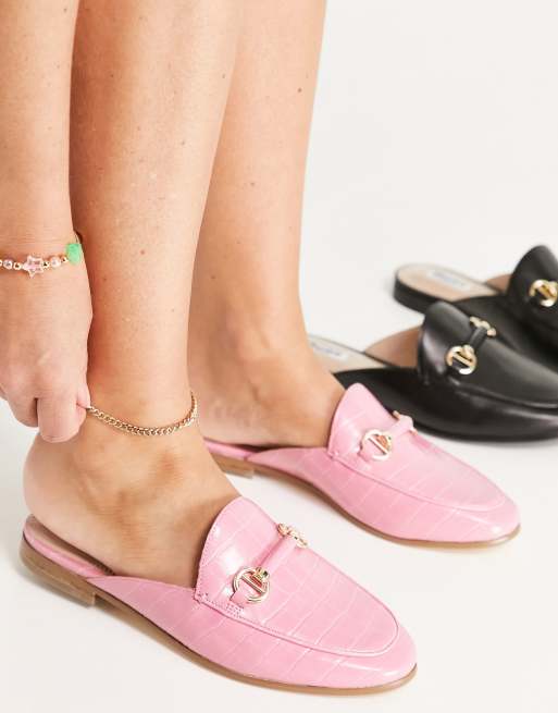 vergiftigen Afscheid gewoon Dune London Genuine mule snaffle trim loafers in pink | ASOS