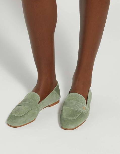 Dune London Glances loafers in green - view 1