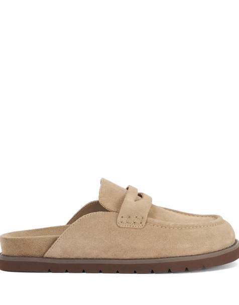 Dune London Goldens mules in taupe - view 1