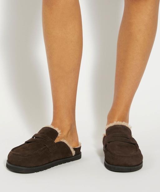 Dune London Goldy mules in brown, 3 of 5