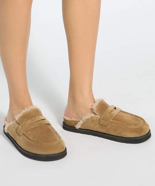 Dune London Goldy mules in honey, 3 of 5